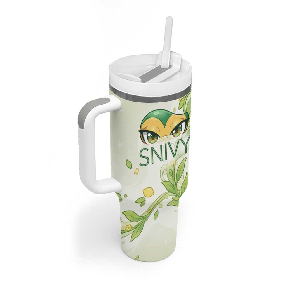 Snivy Tumbler With Handle Elegant Botanical Art Nouveau Style