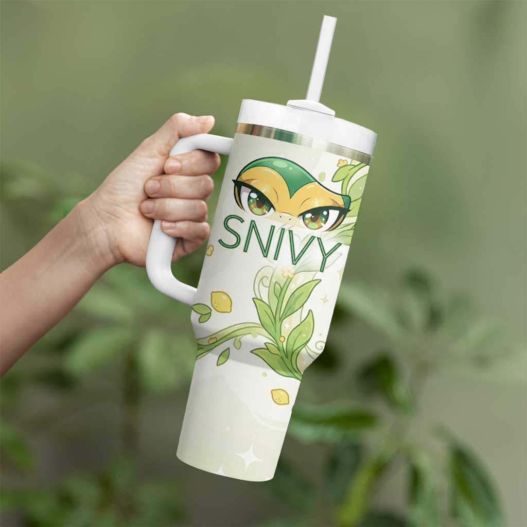 Snivy Tumbler With Handle Elegant Botanical Art Nouveau Style