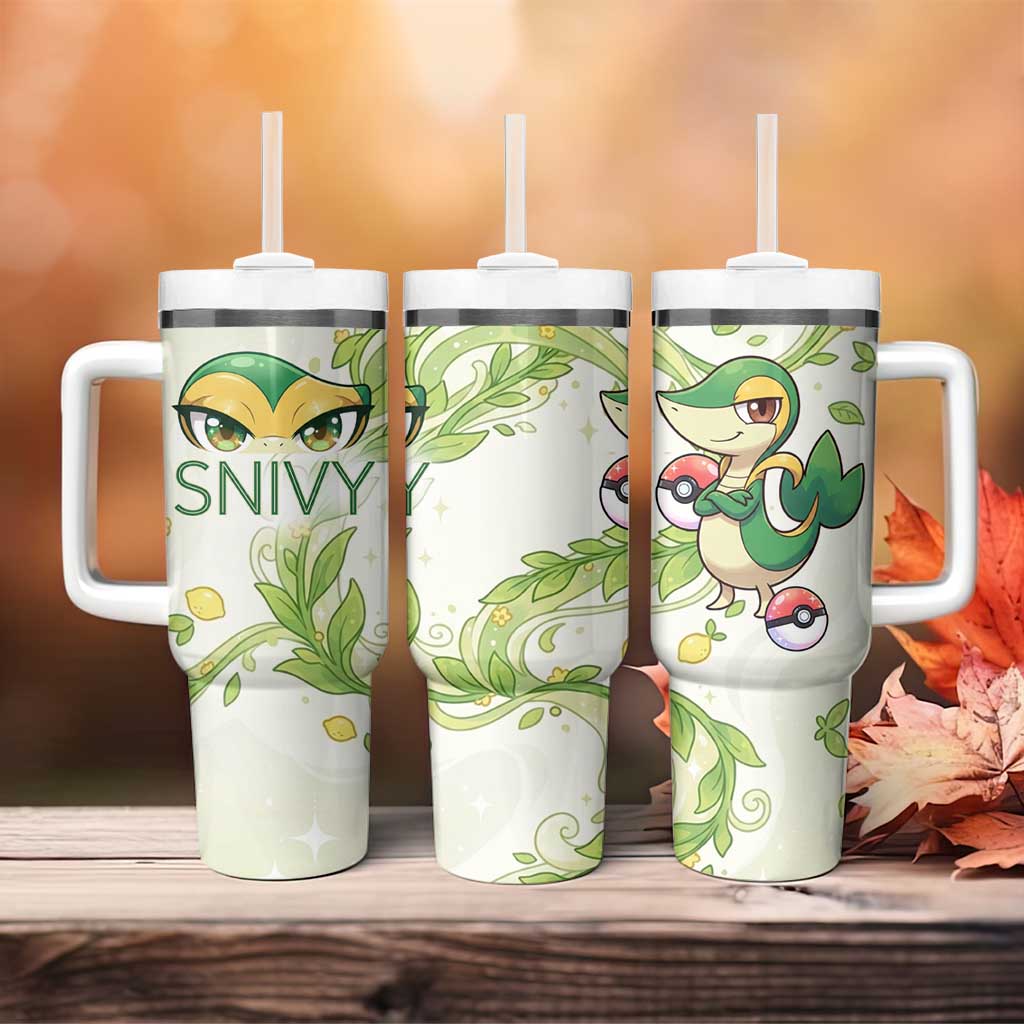 Snivy Tumbler With Handle Elegant Botanical Art Nouveau Style