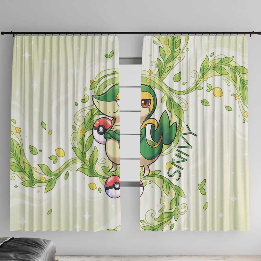 Snivy Window Curtain Elegant Botanical Art Nouveau Style