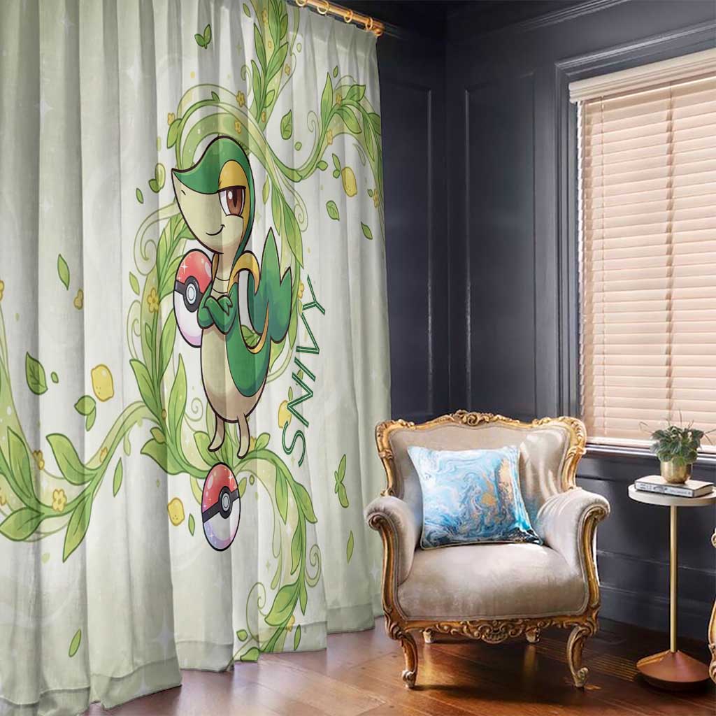 Snivy Window Curtain Elegant Botanical Art Nouveau Style