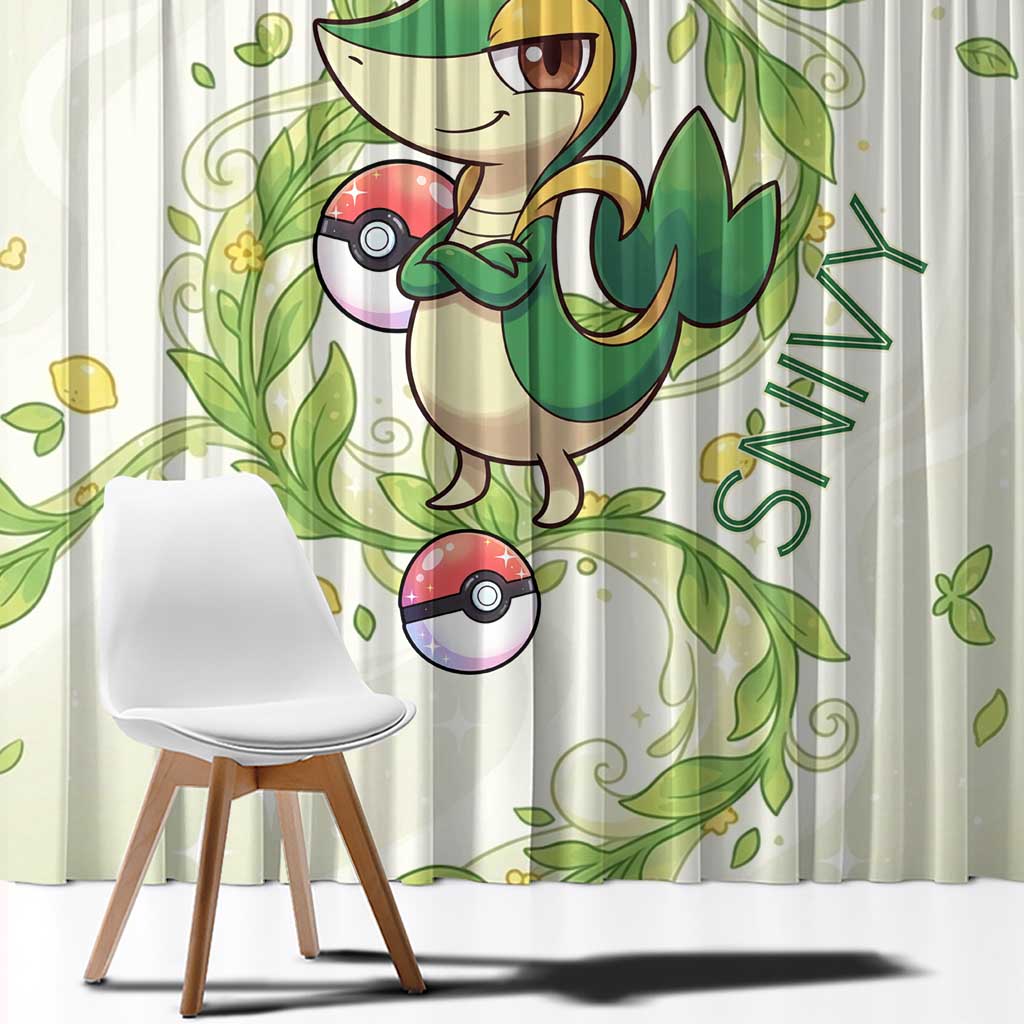 Snivy Window Curtain Elegant Botanical Art Nouveau Style