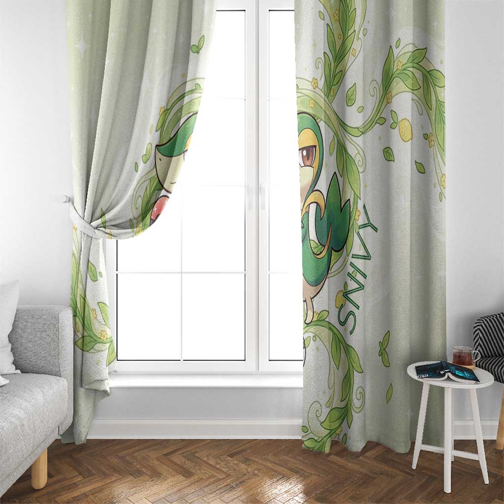 Snivy Window Curtain Elegant Botanical Art Nouveau Style