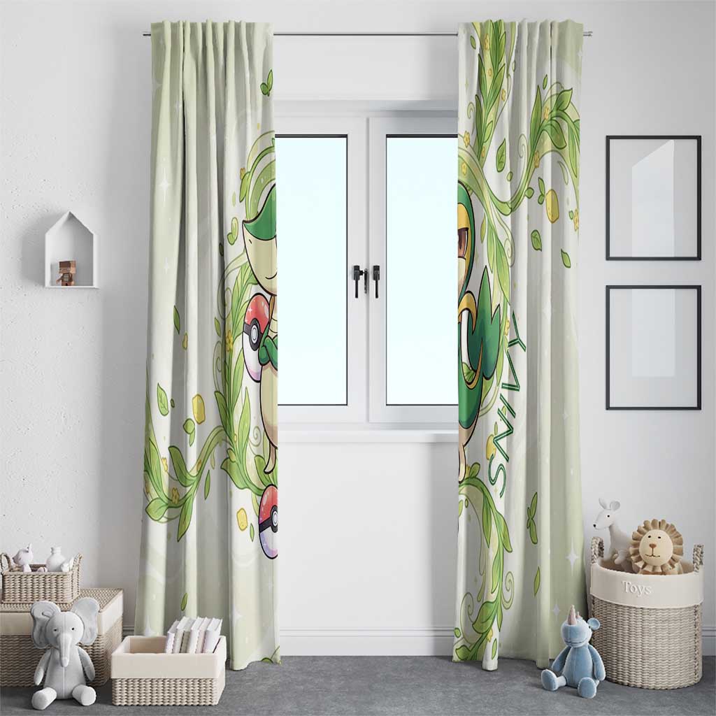 Snivy Window Curtain Elegant Botanical Art Nouveau Style