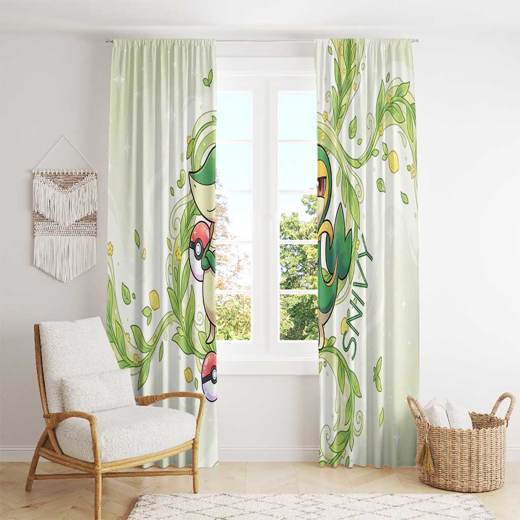 Snivy Window Curtain Elegant Botanical Art Nouveau Style