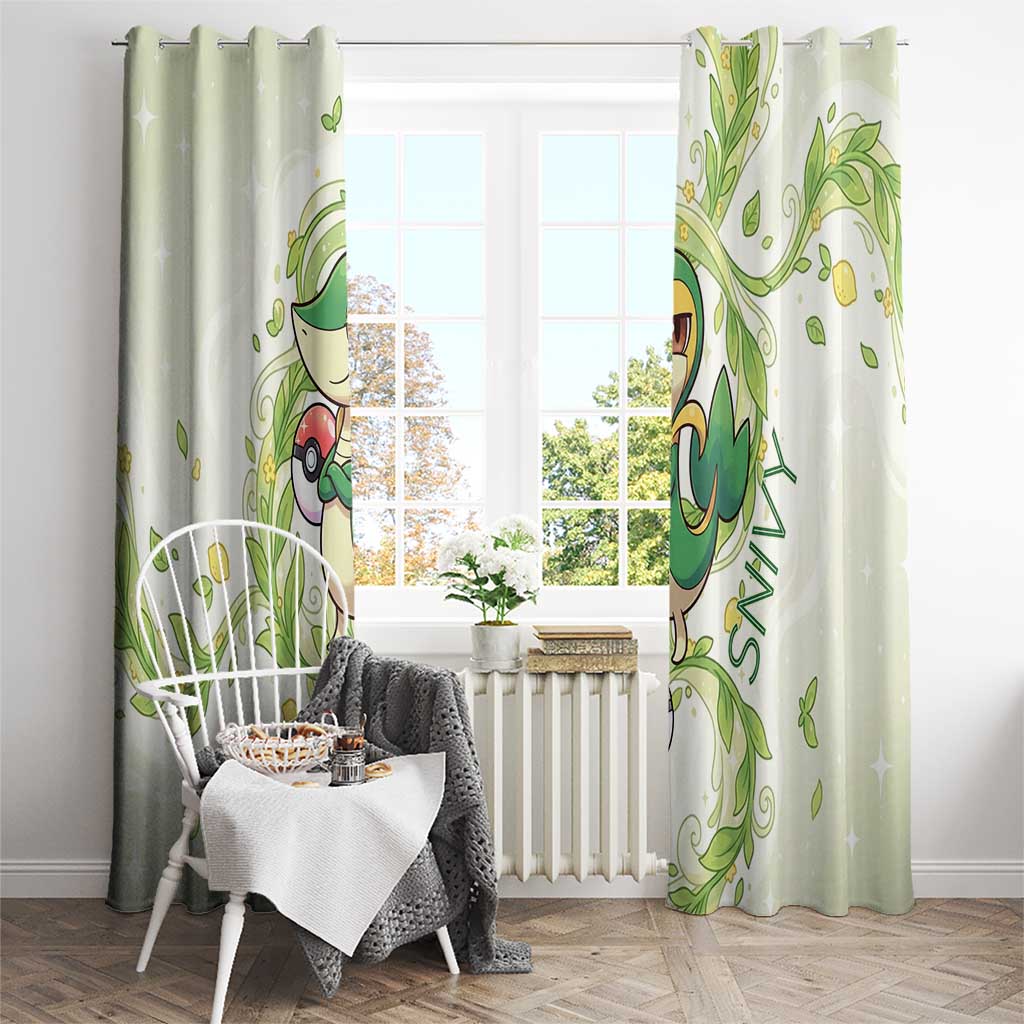 Snivy Window Curtain Elegant Botanical Art Nouveau Style