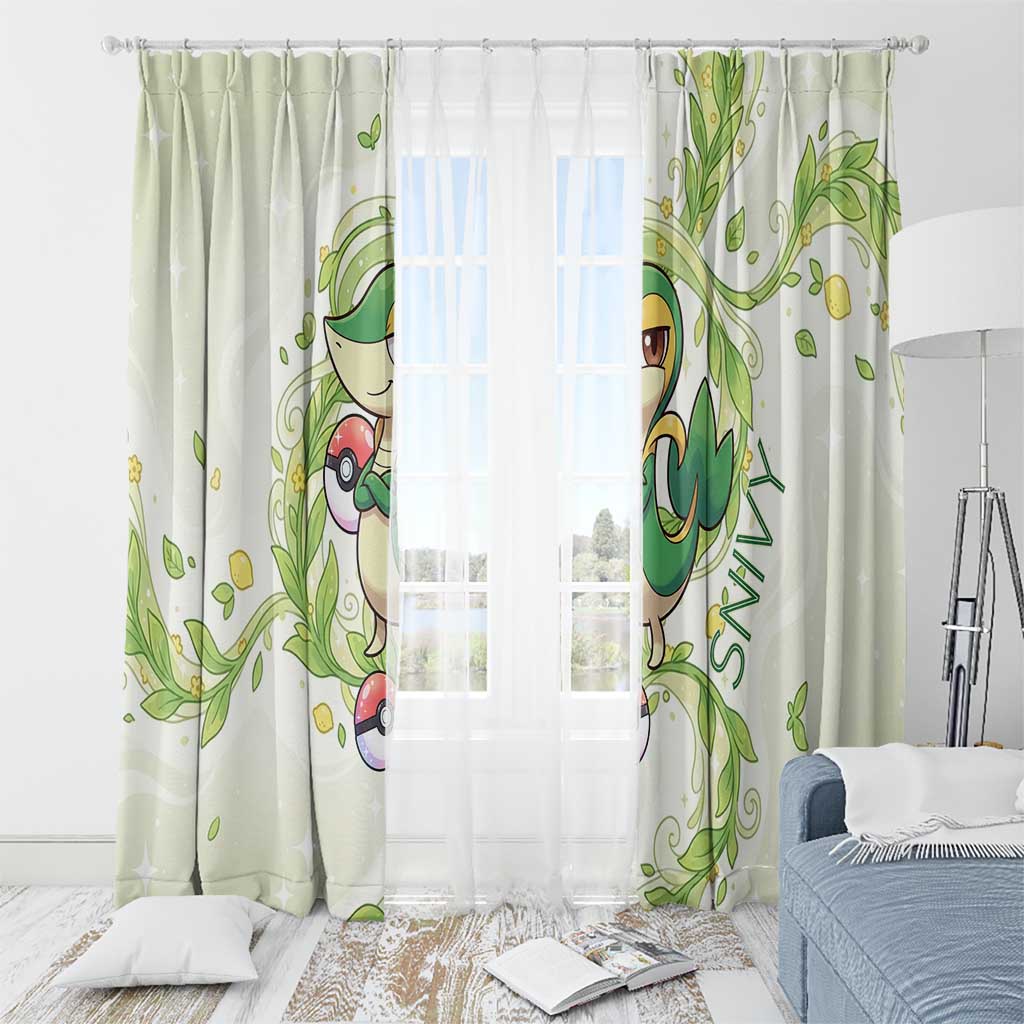 Snivy Window Curtain Elegant Botanical Art Nouveau Style