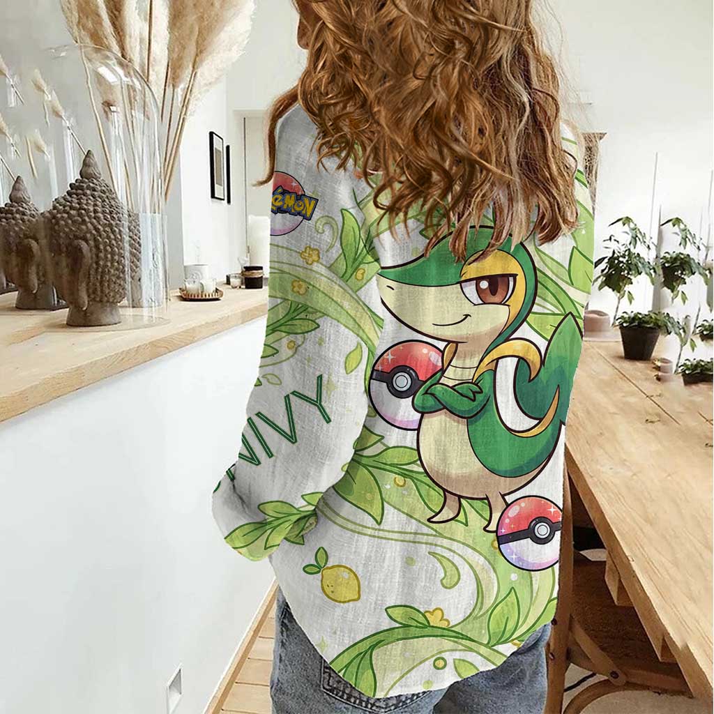 Snivy Women Casual Shirt Elegant Botanical Art Nouveau Style