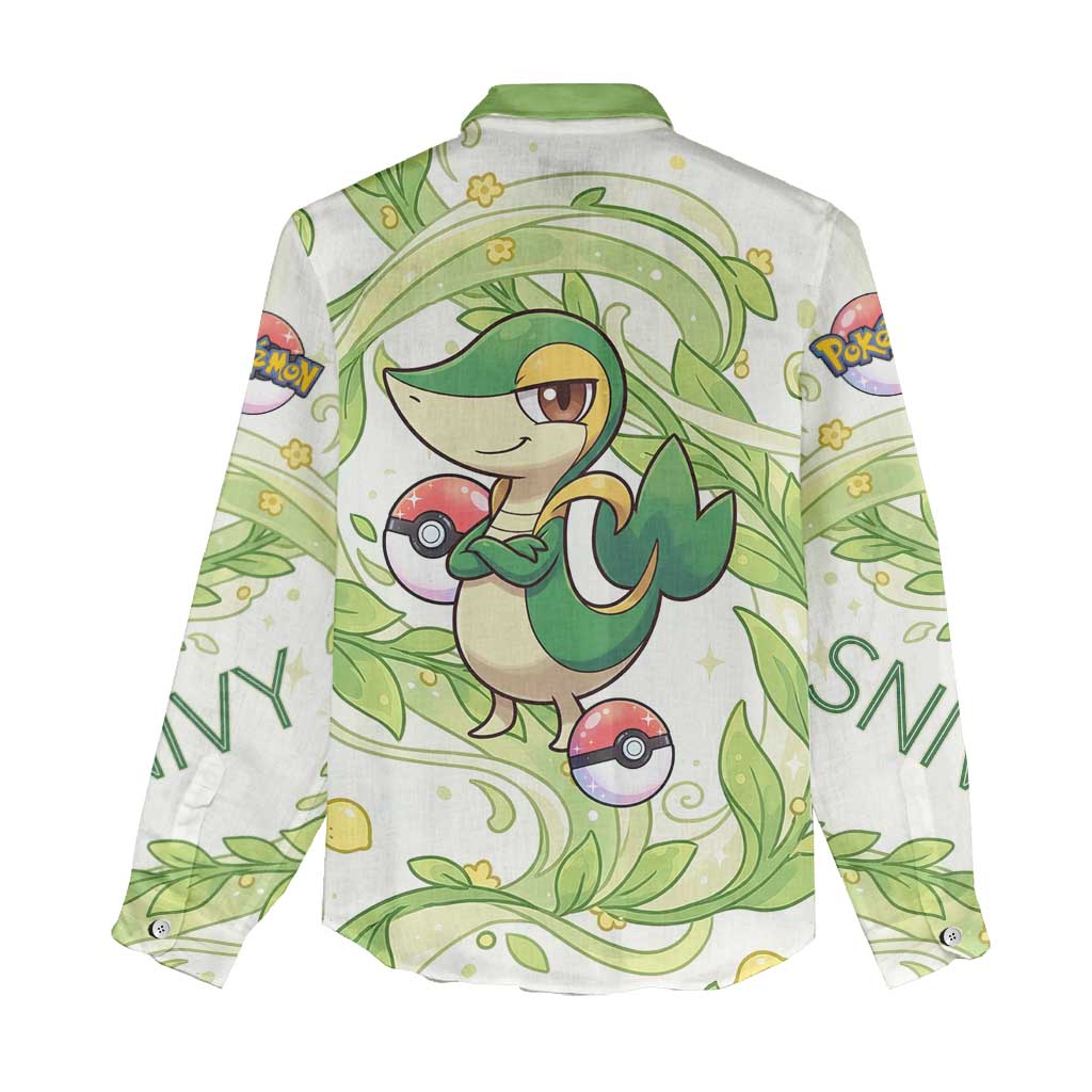 Snivy Women Casual Shirt Elegant Botanical Art Nouveau Style