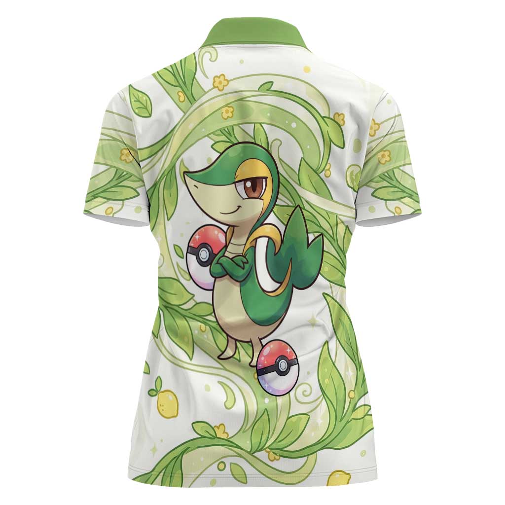 Snivy Women Polo Shirt Elegant Botanical Art Nouveau Style