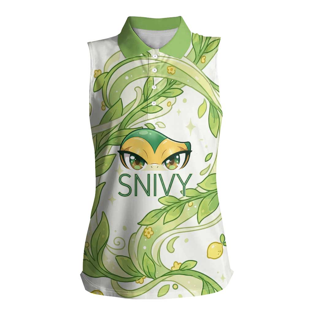 Snivy Women Sleeveless Polo Shirt Elegant Botanical Art Nouveau Style