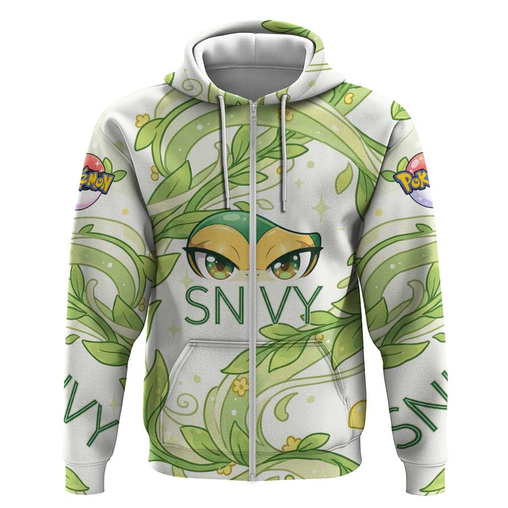 Snivy Zip Hoodie Elegant Botanical Art Nouveau Style