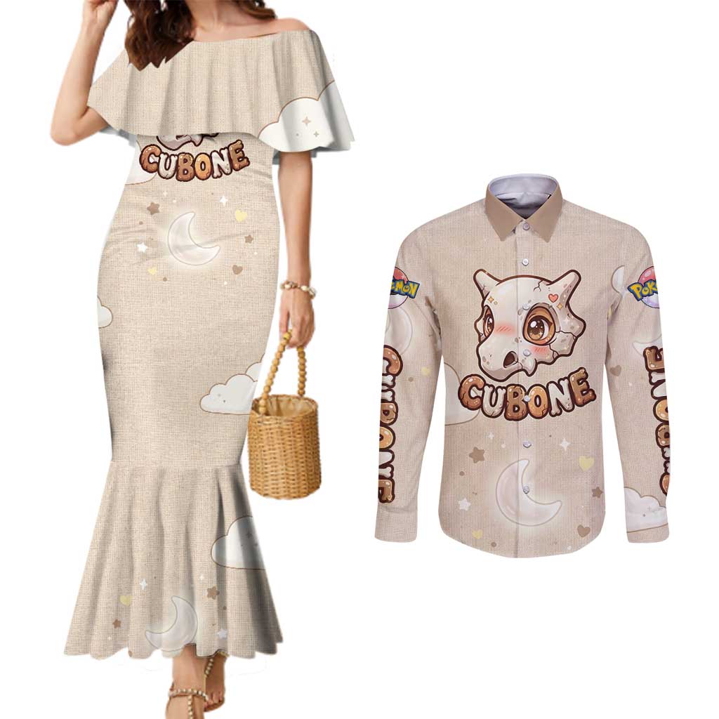 Cubone Couples Matching Mermaid Dress and Long Sleeve Button Shirt Soft Pastel Dreamcore Aesthetic