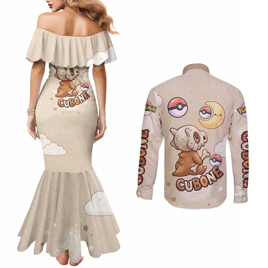 Cubone Couples Matching Mermaid Dress and Long Sleeve Button Shirt Soft Pastel Dreamcore Aesthetic
