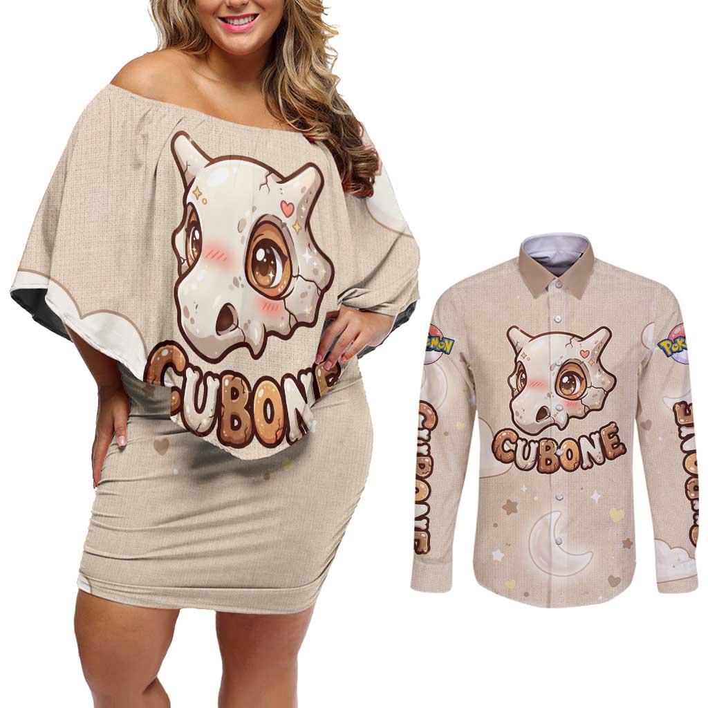 Cubone Couples Matching Off Shoulder Short Dress and Long Sleeve Button Shirt Soft Pastel Dreamcore Aesthetic