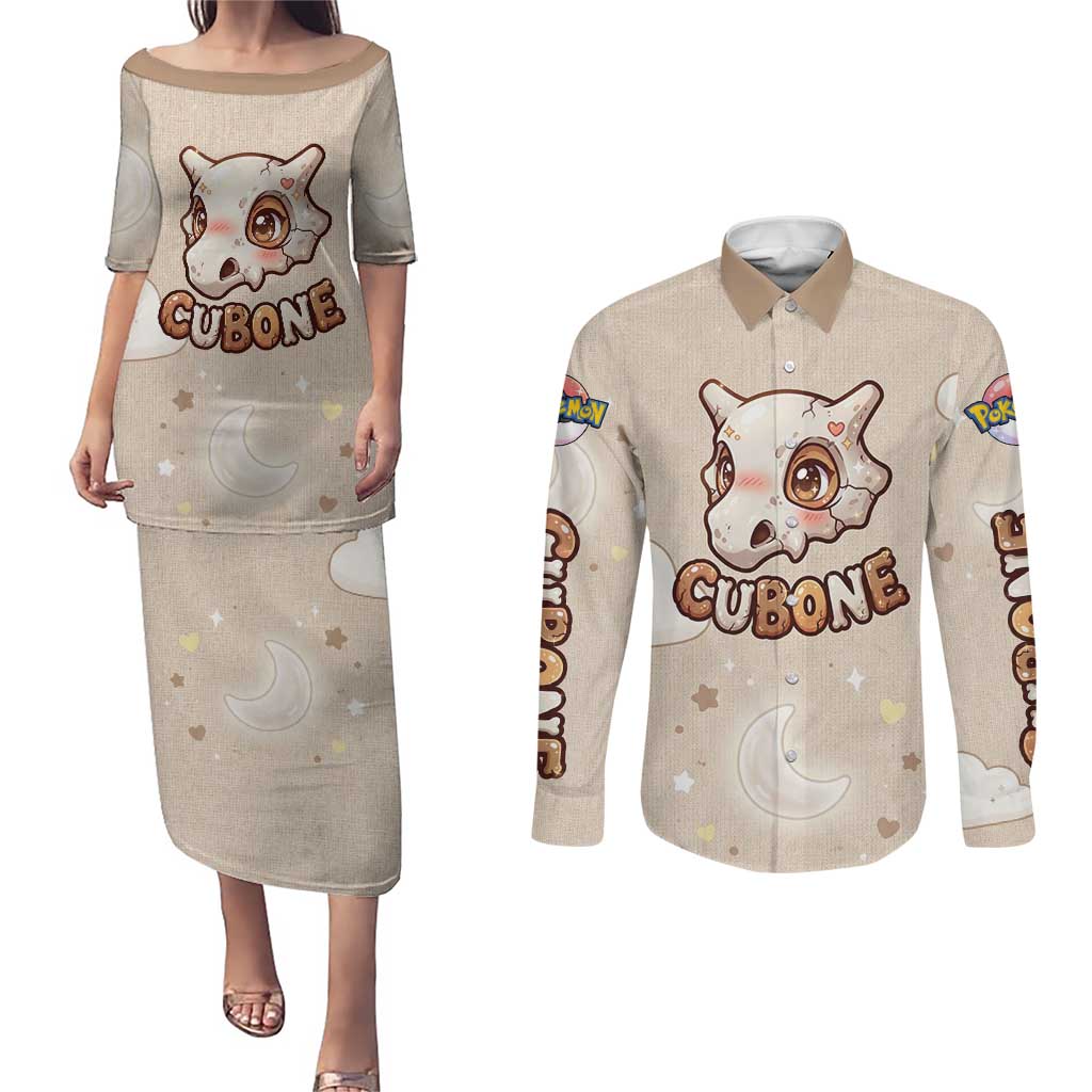 Cubone Couples Matching Puletasi and Long Sleeve Button Shirt Soft Pastel Dreamcore Aesthetic