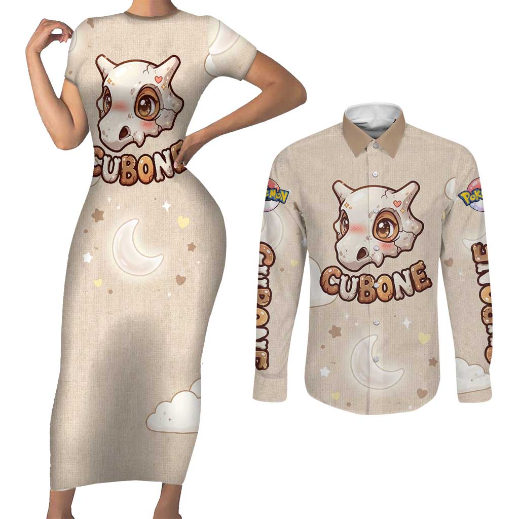 Cubone Couples Matching Short Sleeve Bodycon Dress and Long Sleeve Button Shirt Soft Pastel Dreamcore Aesthetic