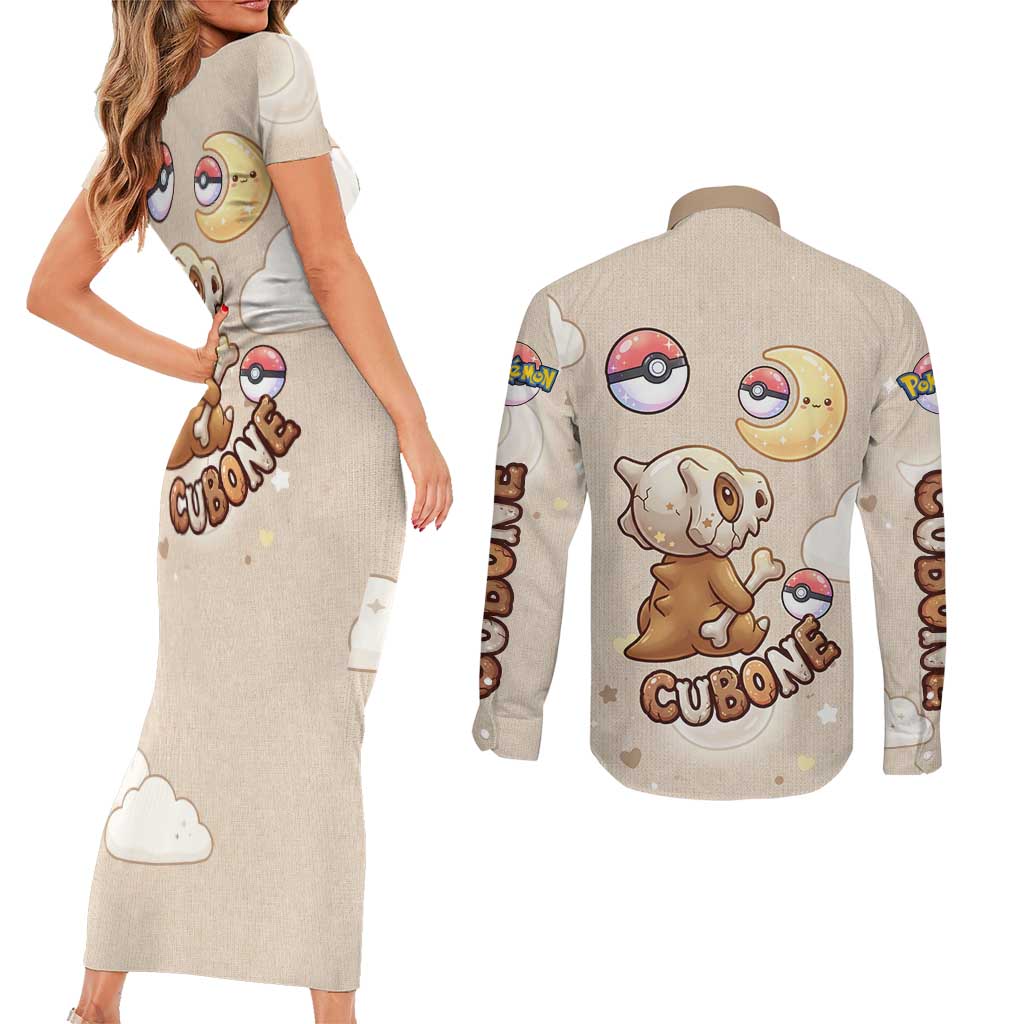 Cubone Couples Matching Short Sleeve Bodycon Dress and Long Sleeve Button Shirt Soft Pastel Dreamcore Aesthetic
