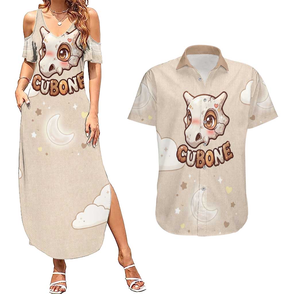 Cubone Couples Matching Summer Maxi Dress and Hawaiian Shirt Soft Pastel Dreamcore Aesthetic