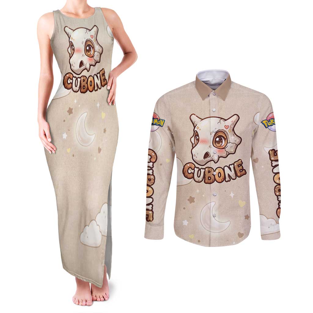 Cubone Couples Matching Tank Maxi Dress and Long Sleeve Button Shirt Soft Pastel Dreamcore Aesthetic