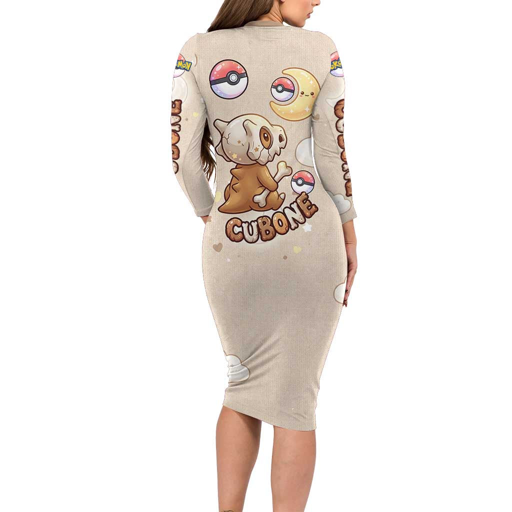 Cubone Family Matching Long Sleeve Bodycon Dress and Hawaiian Shirt Soft Pastel Dreamcore Aesthetic