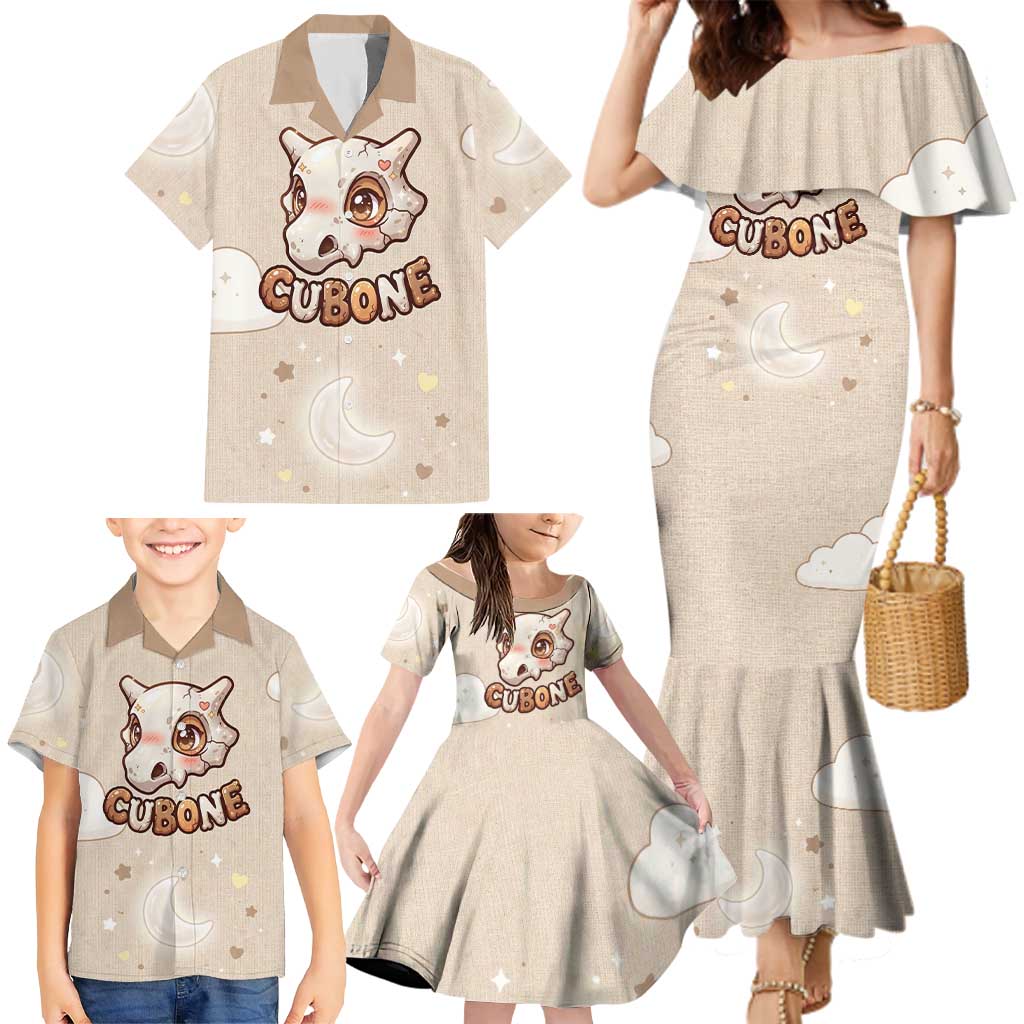 Cubone Family Matching Mermaid Dress and Hawaiian Shirt Soft Pastel Dreamcore Aesthetic