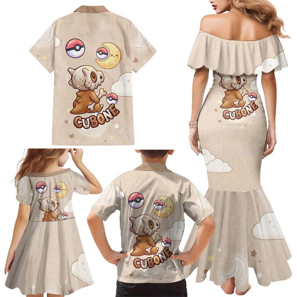 Cubone Family Matching Mermaid Dress and Hawaiian Shirt Soft Pastel Dreamcore Aesthetic