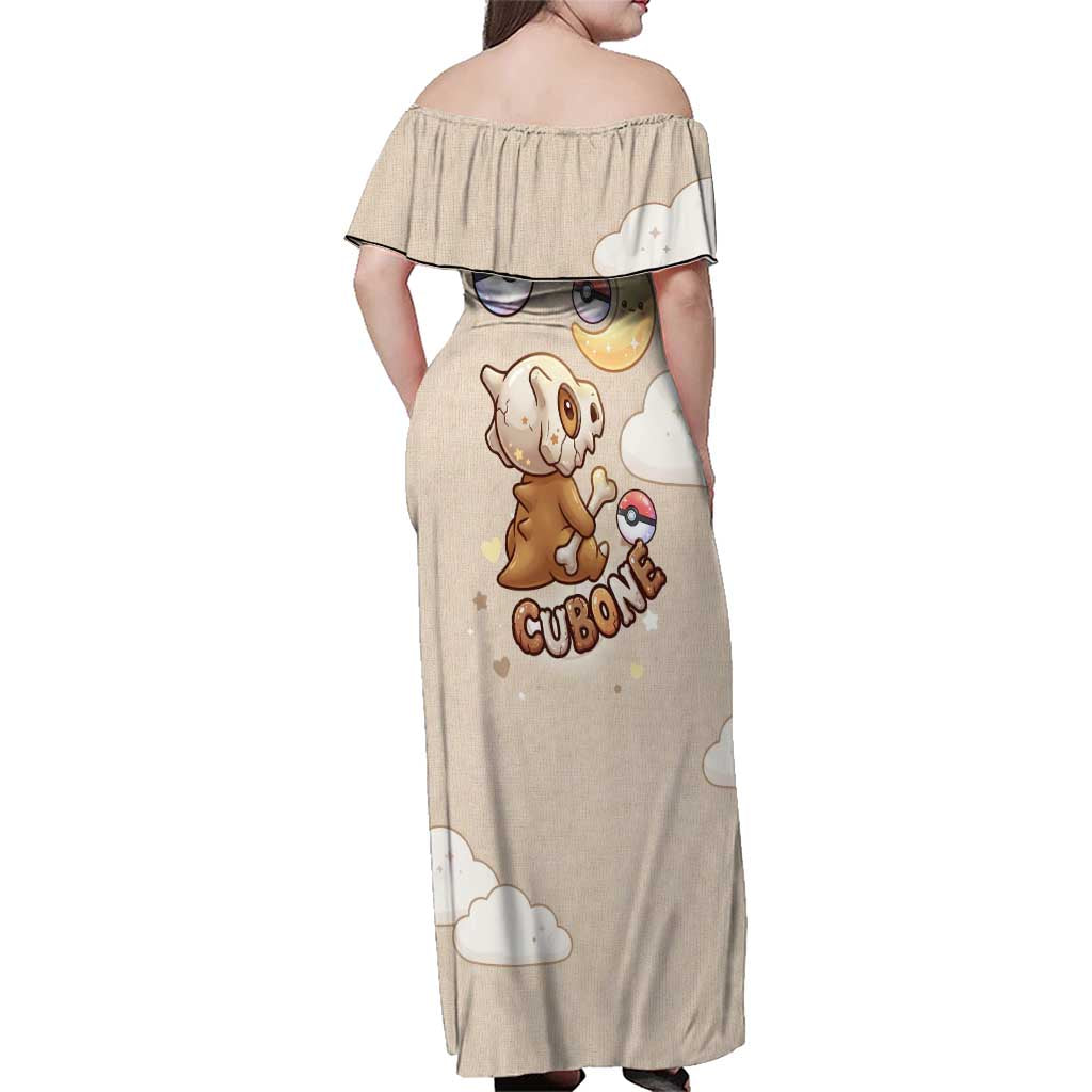 Cubone Family Matching Off Shoulder Maxi Dress and Hawaiian Shirt Soft Pastel Dreamcore Aesthetic
