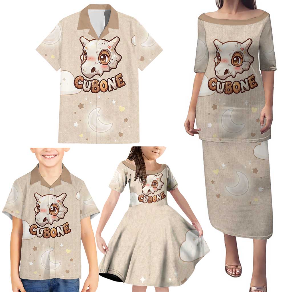 Cubone Family Matching Puletasi and Hawaiian Shirt Soft Pastel Dreamcore Aesthetic