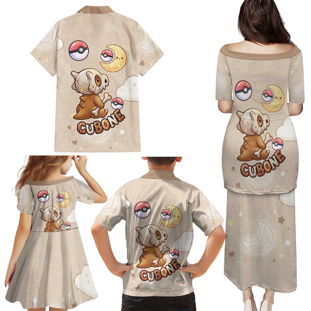 Cubone Family Matching Puletasi and Hawaiian Shirt Soft Pastel Dreamcore Aesthetic