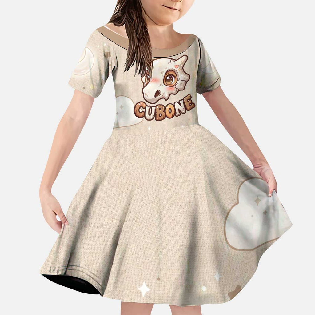 Cubone Kid Short Sleeve Dress Soft Pastel Dreamcore Aesthetic