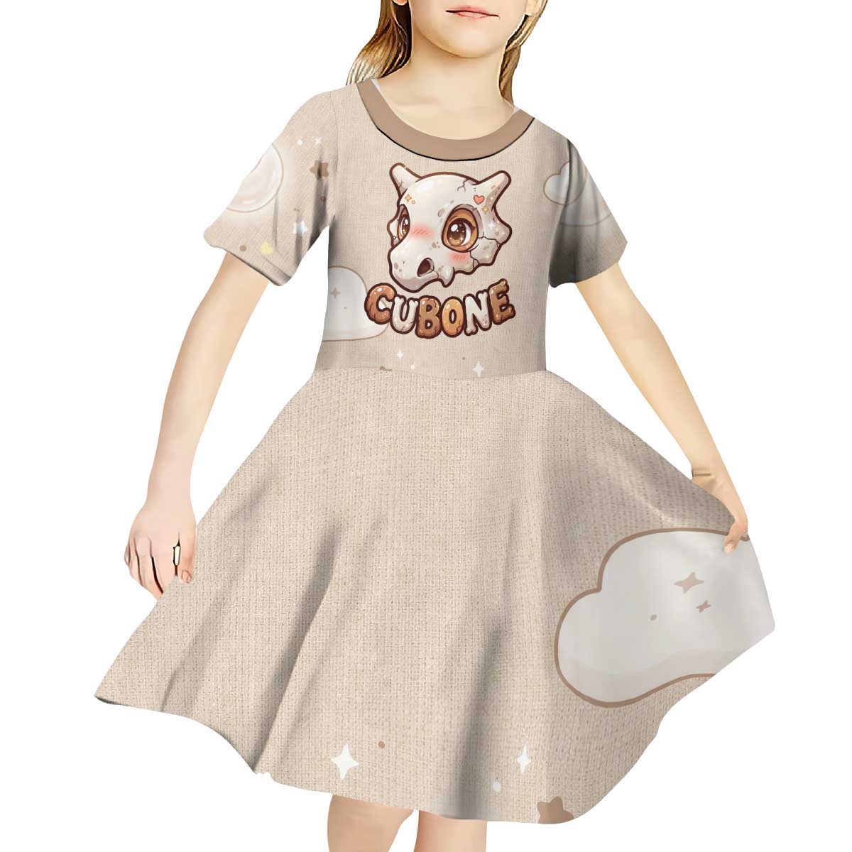Cubone Kid Short Sleeve Dress Soft Pastel Dreamcore Aesthetic