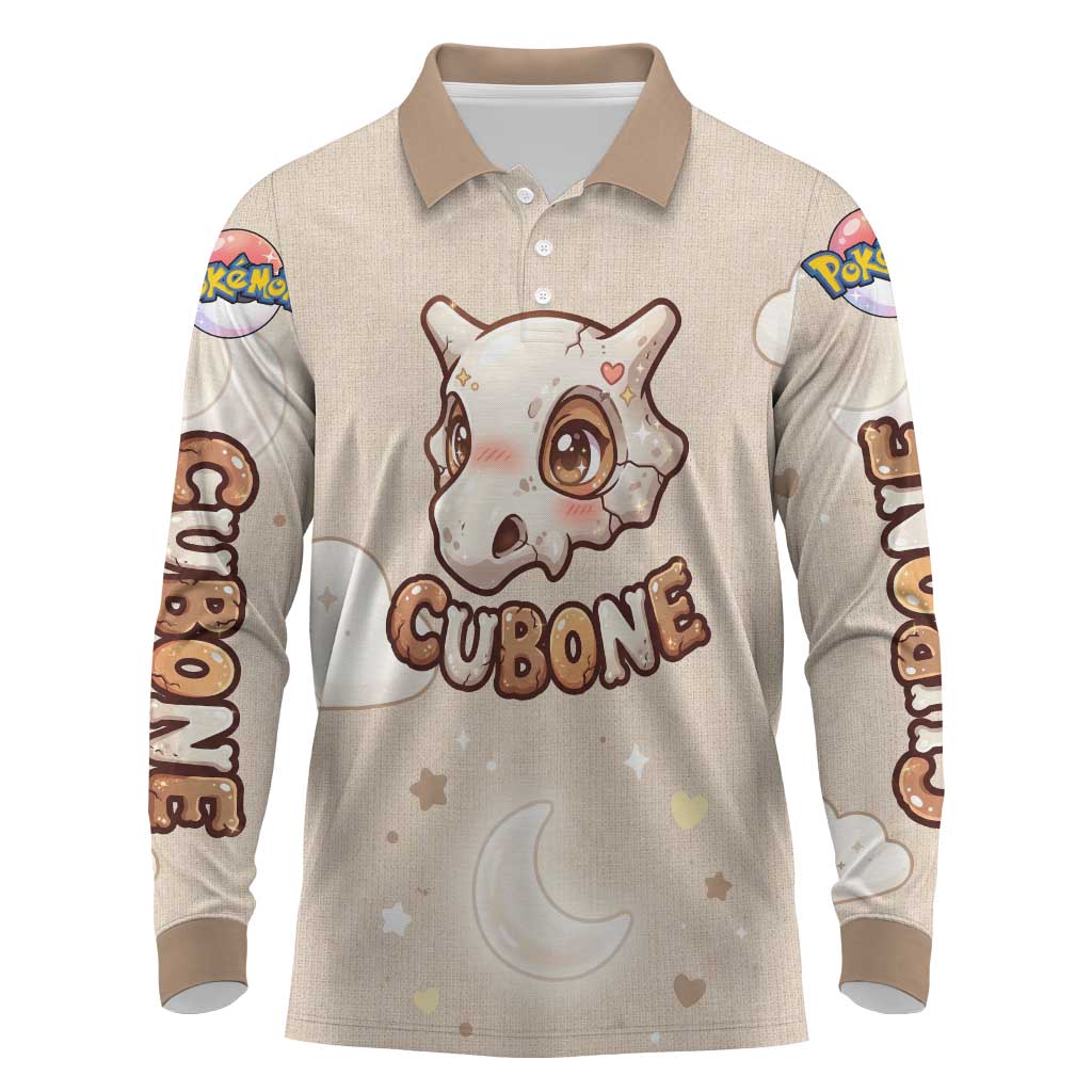 Cubone Long Sleeve Polo Shirt Soft Pastel Dreamcore Aesthetic