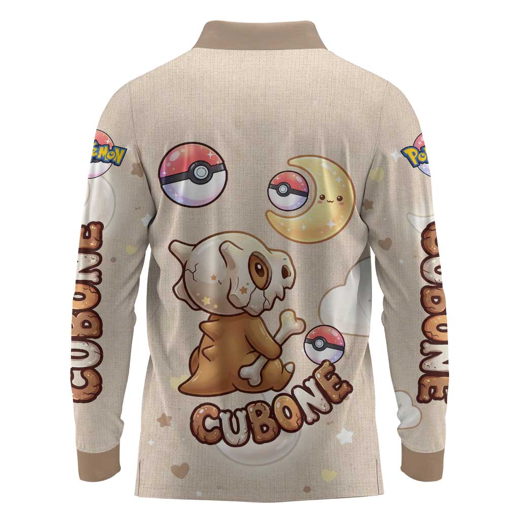 Cubone Long Sleeve Polo Shirt Soft Pastel Dreamcore Aesthetic