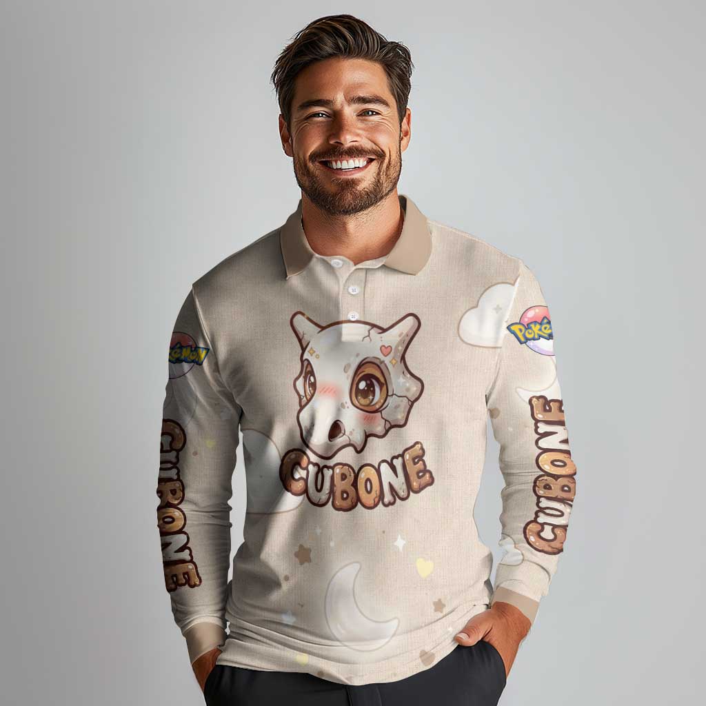 Cubone Long Sleeve Polo Shirt Soft Pastel Dreamcore Aesthetic