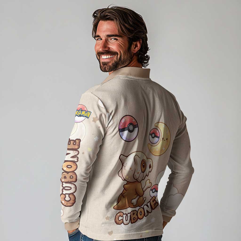 Cubone Long Sleeve Polo Shirt Soft Pastel Dreamcore Aesthetic