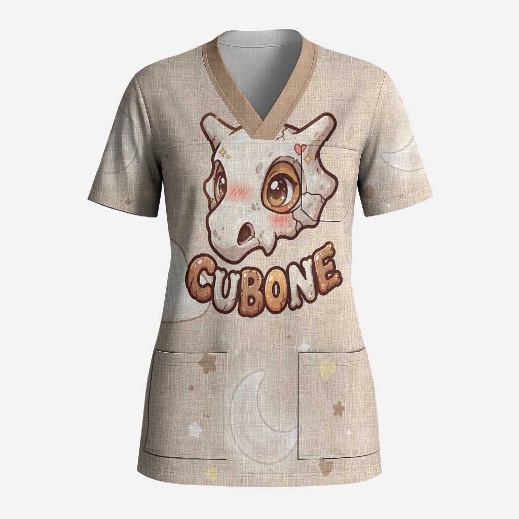 Cubone Scrub Top Soft Pastel Dreamcore Aesthetic