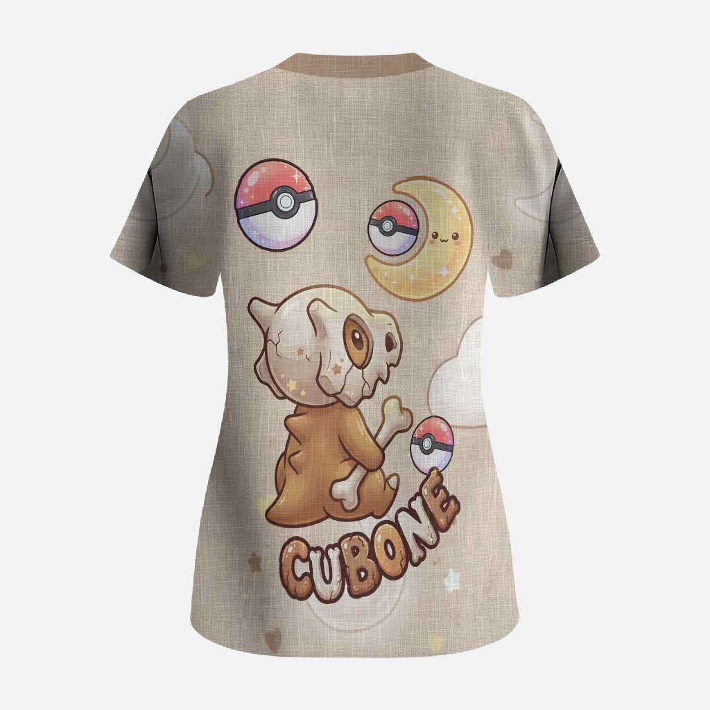 Cubone Scrub Top Soft Pastel Dreamcore Aesthetic