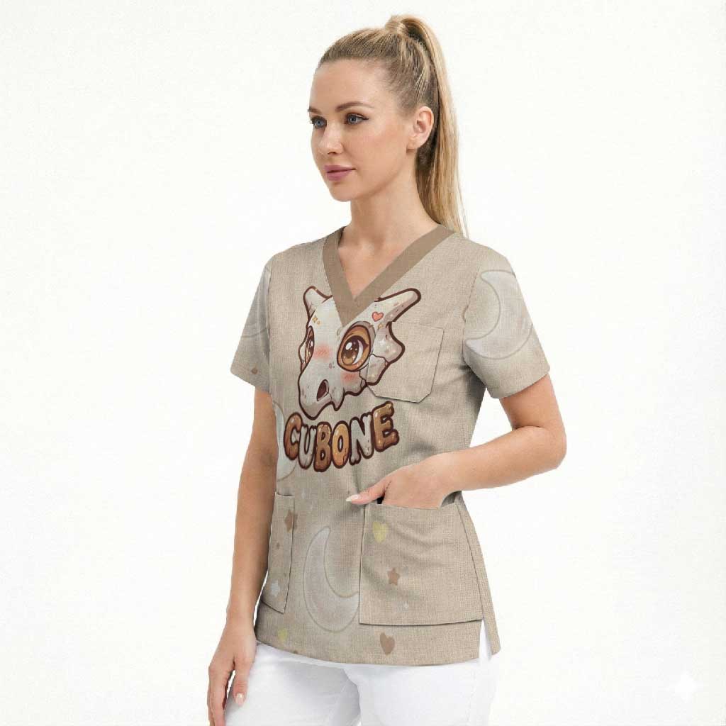 Cubone Scrub Top Soft Pastel Dreamcore Aesthetic