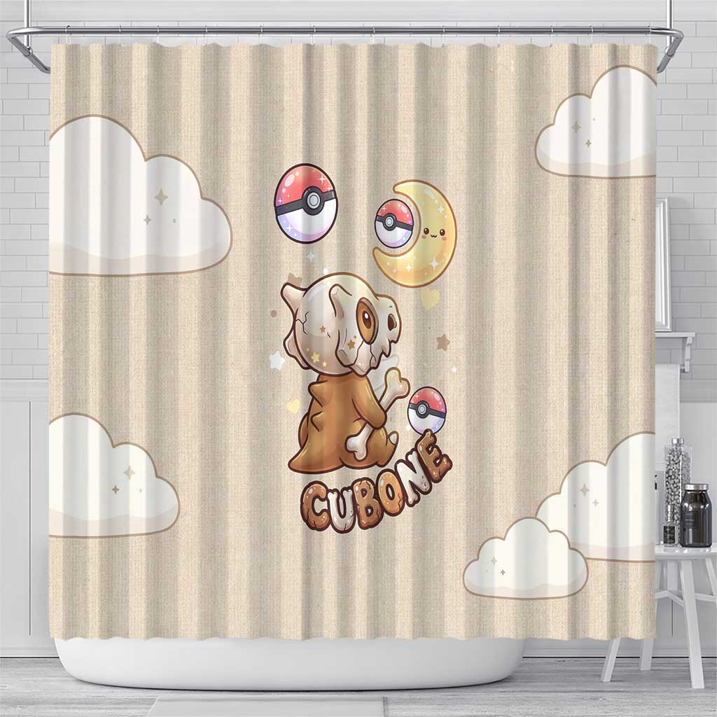 Cubone Shower Curtain Soft Pastel Dreamcore Aesthetic