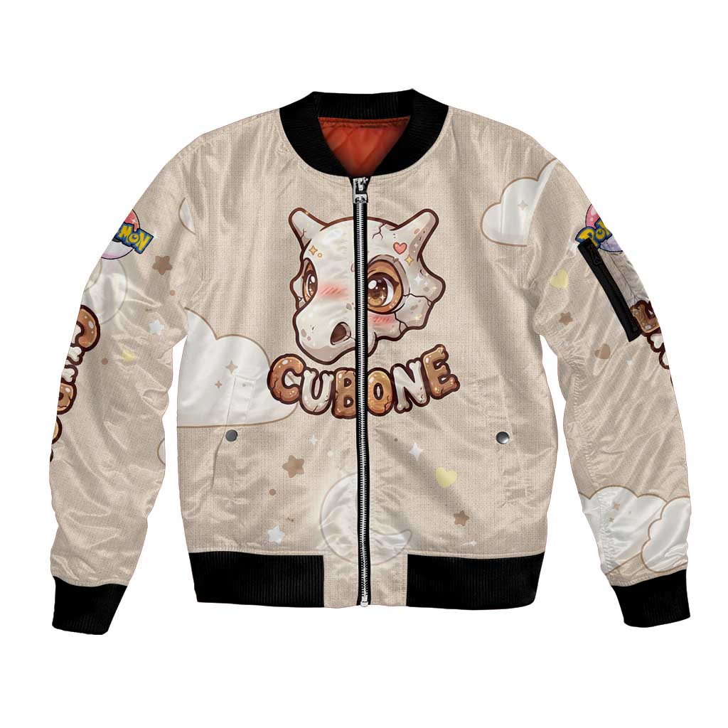 Cubone Sleeve Zip Bomber Jacket Soft Pastel Dreamcore Aesthetic