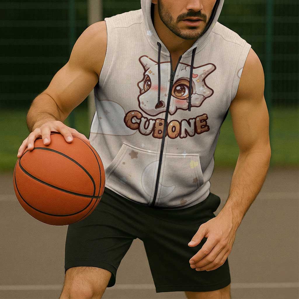 Cubone Sleeveless Zip Hoodie Soft Pastel Dreamcore Aesthetic
