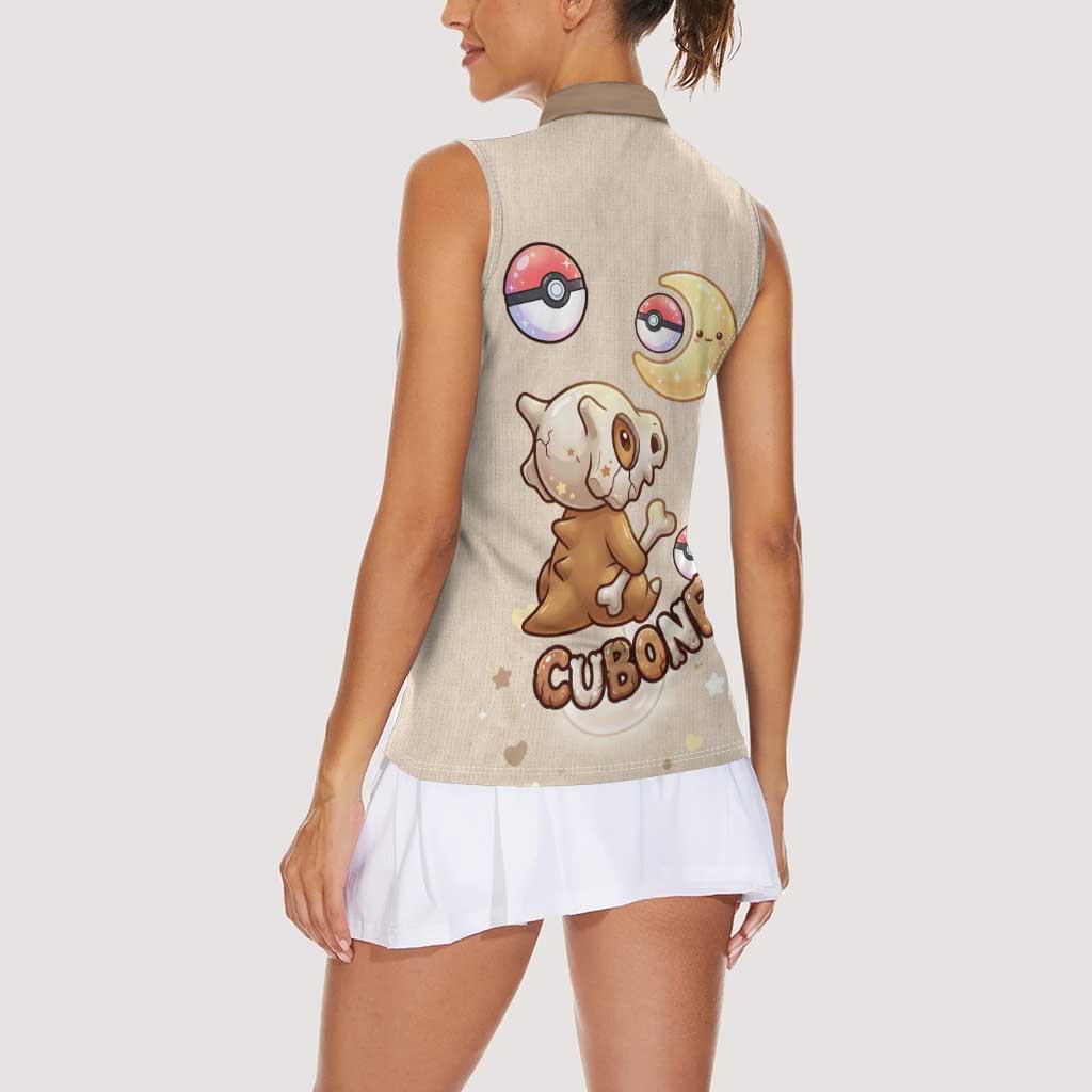 Cubone Women Sleeveless Polo Shirt Soft Pastel Dreamcore Aesthetic