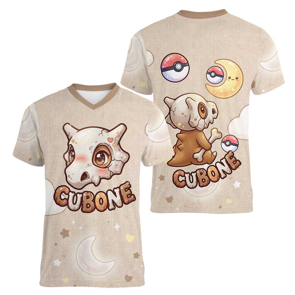 Cubone Women V-Neck T-Shirt Soft Pastel Dreamcore Aesthetic