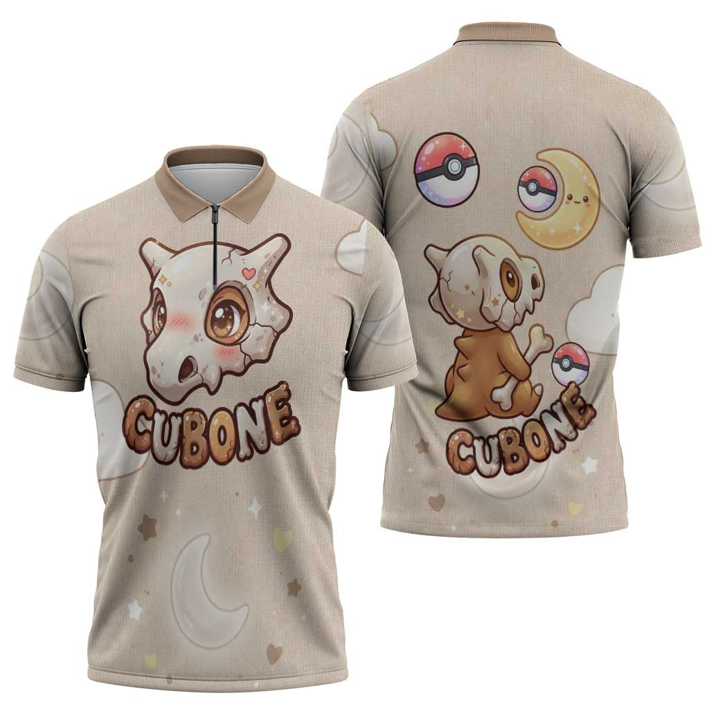 Cubone Zipper Polo Shirt Soft Pastel Dreamcore Aesthetic