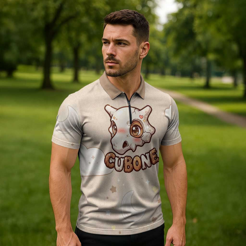 Cubone Zipper Polo Shirt Soft Pastel Dreamcore Aesthetic