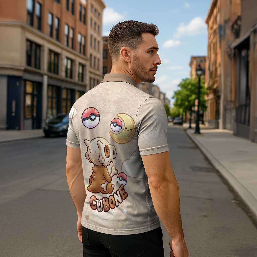 Cubone Zipper Polo Shirt Soft Pastel Dreamcore Aesthetic
