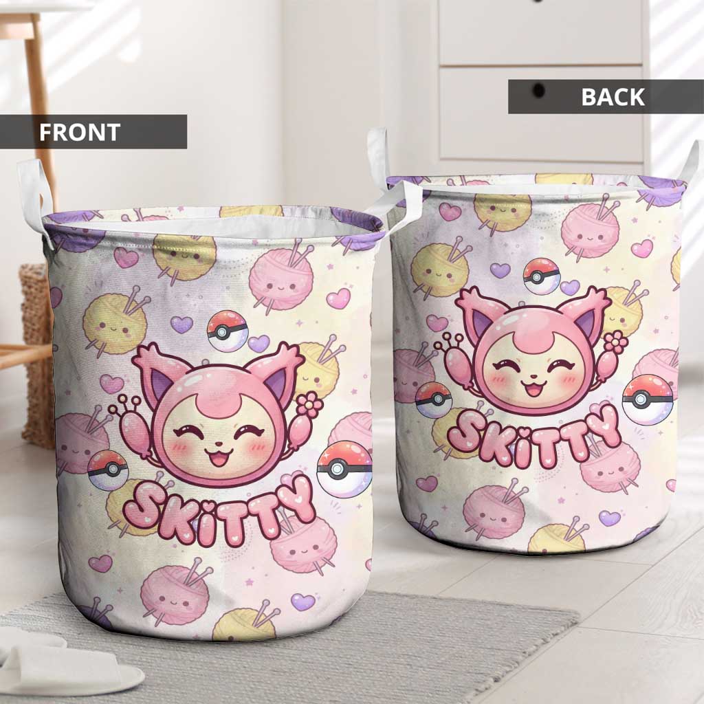 Skitty Pokémon Laundry Basket Pastel Kawaii Yarn Art Style