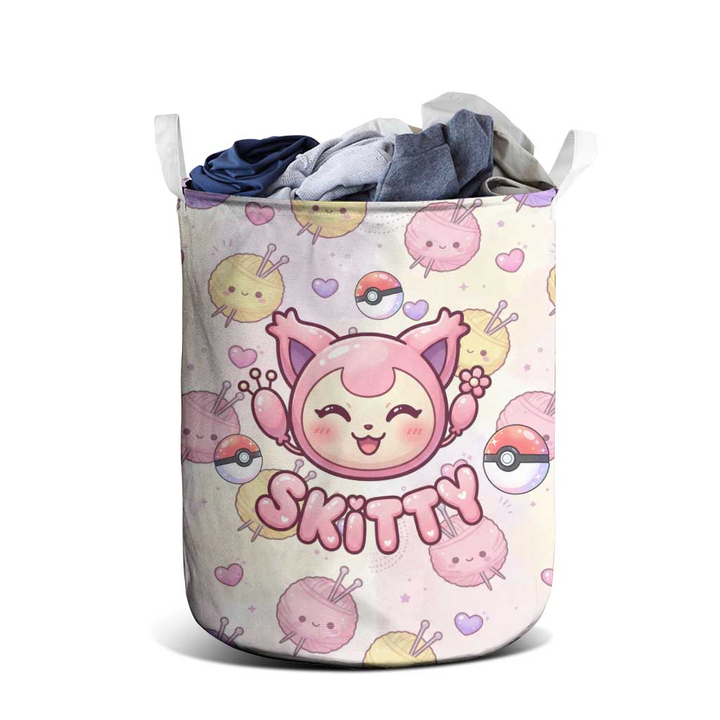 Skitty Pokémon Laundry Basket Pastel Kawaii Yarn Art Style