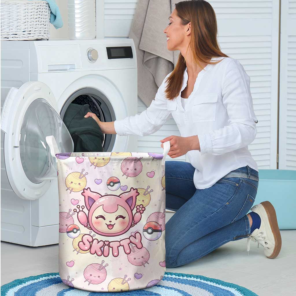 Skitty Pokémon Laundry Basket Pastel Kawaii Yarn Art Style